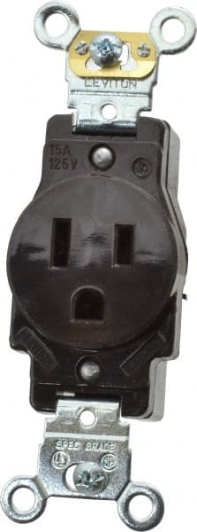 Straight Blade Single Receptacle: NEMA 5-15R, 15 Amps, Self-Grounding MPN:5261