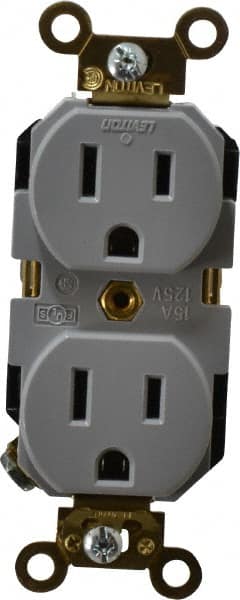 Straight Blade Duplex Receptacle: NEMA 5-15R, 15 Amps, Self-Grounding MPN:5262-GY