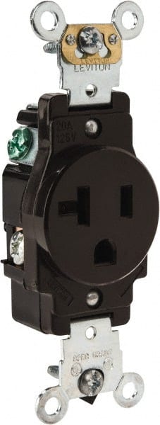 Straight Blade Single Receptacle: NEMA 5-20R, 20 Amps, Self-Grounding MPN:5361