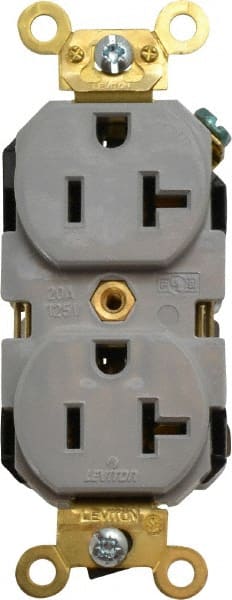 Straight Blade Duplex Receptacle: NEMA 5-20R, 20 Amps, Self-Grounding MPN:5362-GY