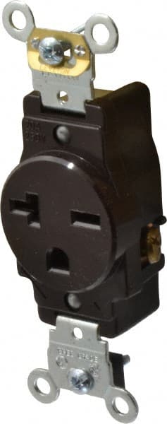 Straight Blade Single Receptacle: NEMA 6-20R, 20 Amps, Self-Grounding MPN:5461