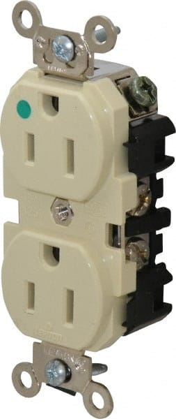 Straight Blade Duplex Receptacle: NEMA 5-15R, 15 Amps, Self-Grounding MPN:8200-I