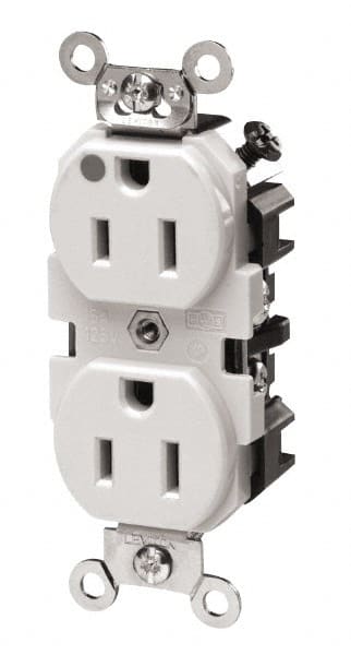 Straight Blade Duplex Receptacle: NEMA 5-15R, 15 Amps, Self-Grounding MPN:8200-SGI