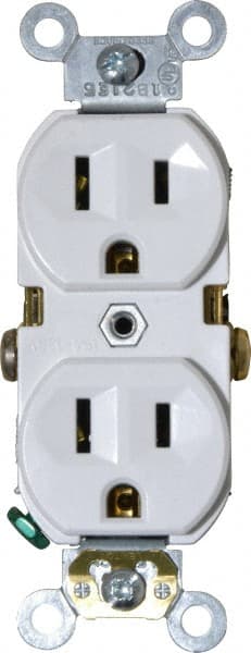 Straight Blade Duplex Receptacle: NEMA 5-15R, 15 Amps, Self-Grounding MPN:BR15-W