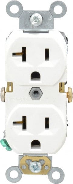 Straight Blade Duplex Receptacle: NEMA 5-20R, 20 Amps, Self-Grounding MPN:BR20-W