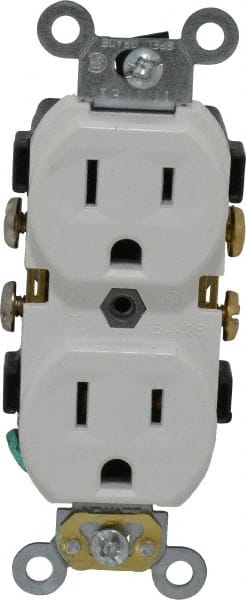 Straight Blade Duplex Receptacle: NEMA 5-15R, 15 Amps, Self-Grounding MPN:CR15-W