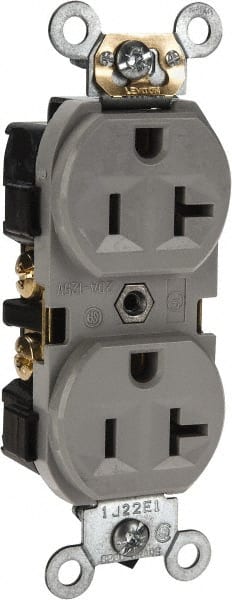 Straight Blade Duplex Receptacle: NEMA 5-20R, 20 Amps, Self-Grounding MPN:CR20-GY