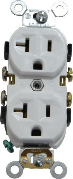 Straight Blade Duplex Receptacle: NEMA 5-20R, 20 Amps, Self-Grounding MPN:CR20-W