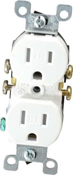 Straight Blade Duplex Receptacle: NEMA 5-15R, 15 Amps, Self-Grounding MPN:T5320-W