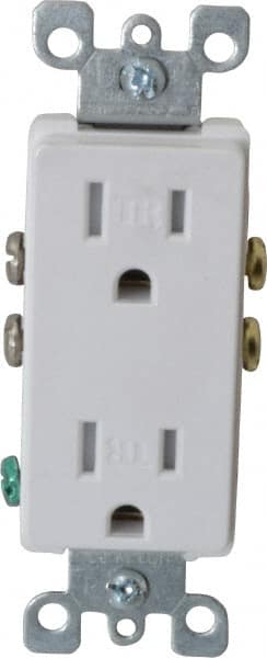 Straight Blade Duplex Receptacle: NEMA 5-15R, 15 Amps, Self-Grounding MPN:T5325-W