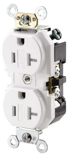 Straight Blade Duplex Receptacle: NEMA 5-20R, 20 Amps, Self-Grounding MPN:TBR20-W