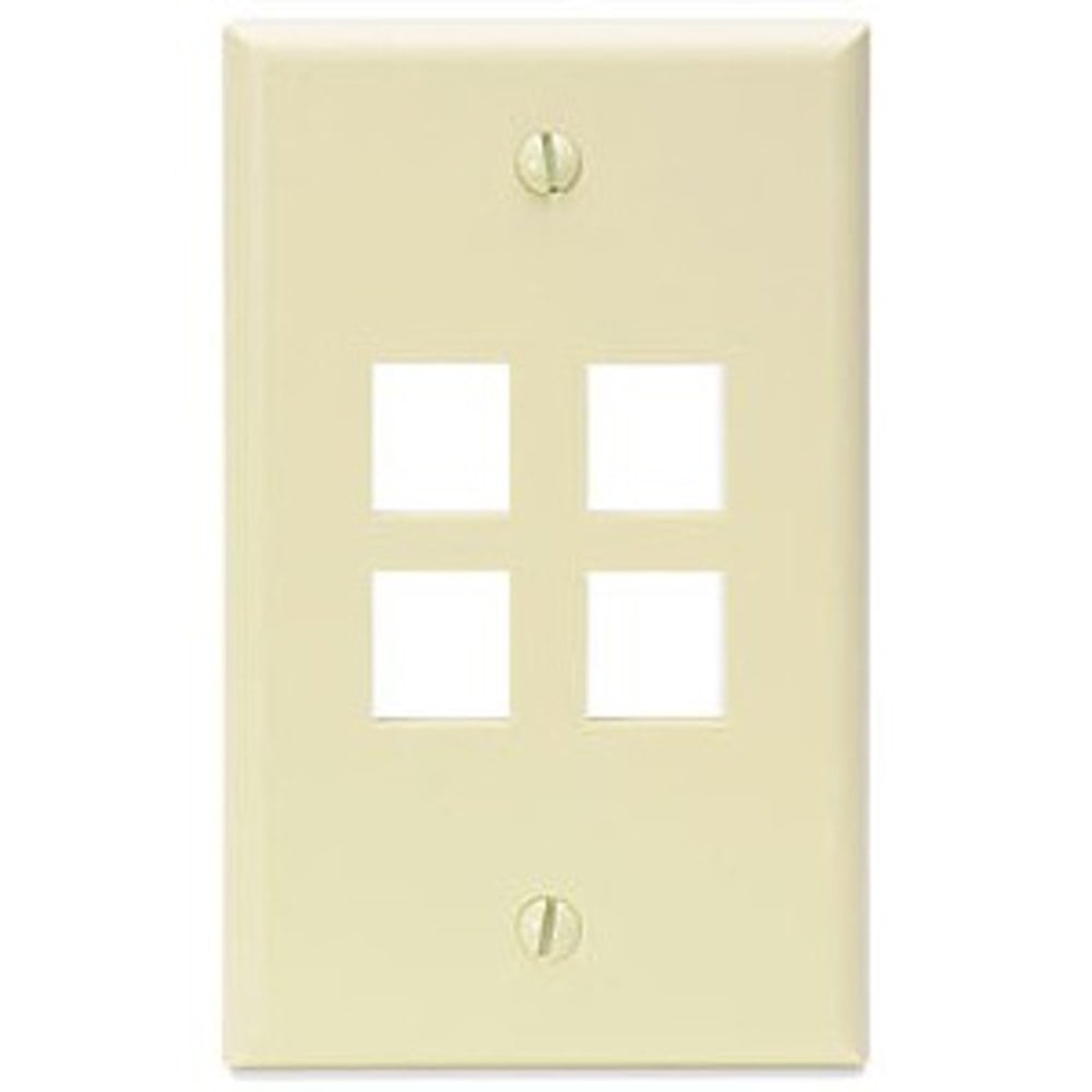 Leviton QuickPort - Wall mount plate - ivory - 4 ports (Min Order Qty 14) MPN:41080-4IP