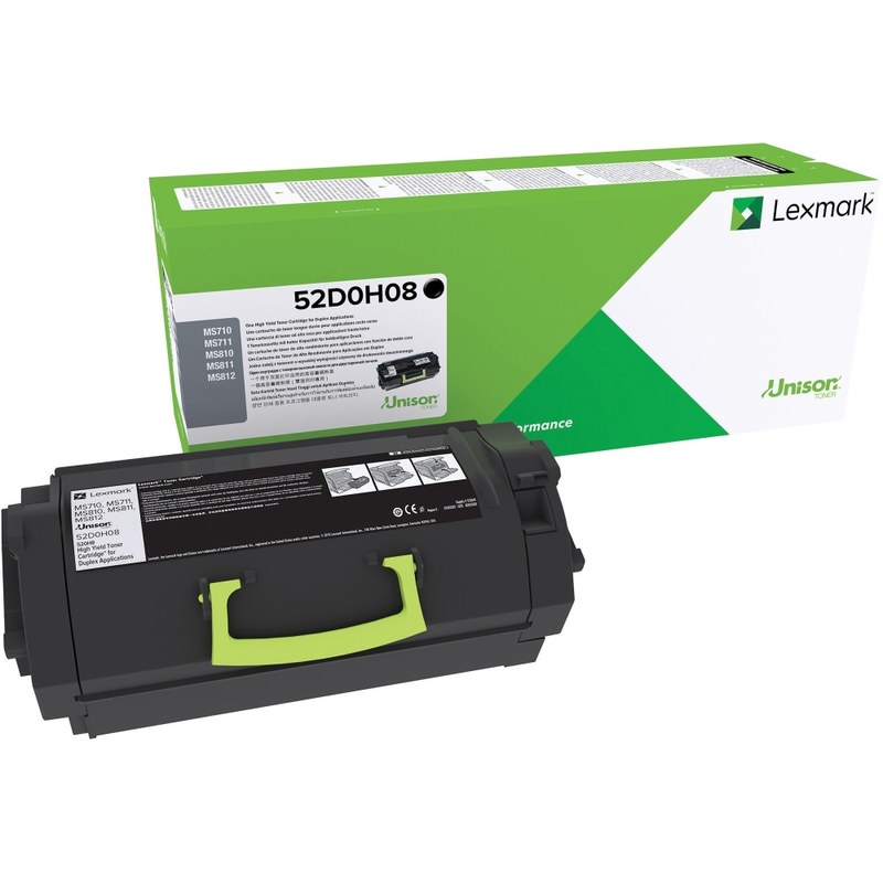 Lexmark Original Toner Cartridge - Black - Laser - High Yield - 25000 Pages - 1 Each MPN:52D0H08