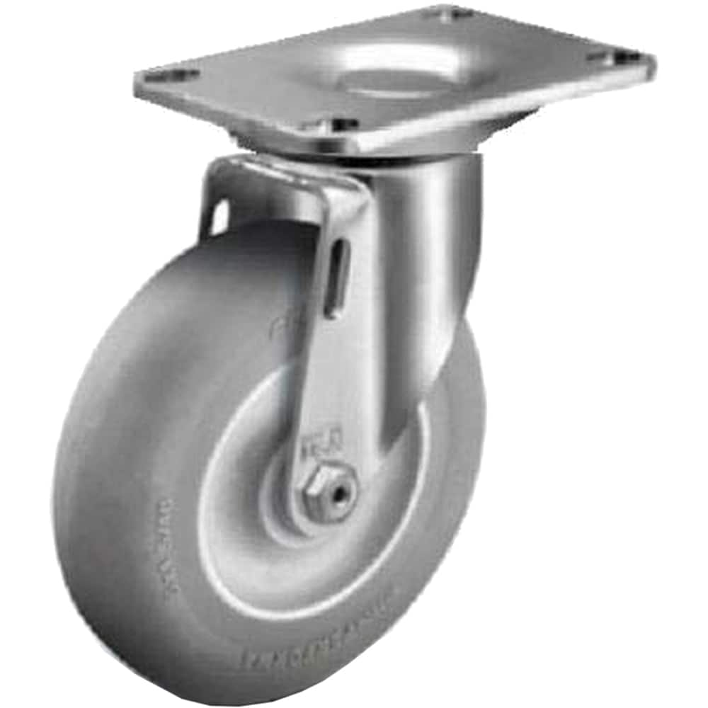 Swivel Top Plate Caster: Thermoplastic Rubber Elastomer, 3-1/2