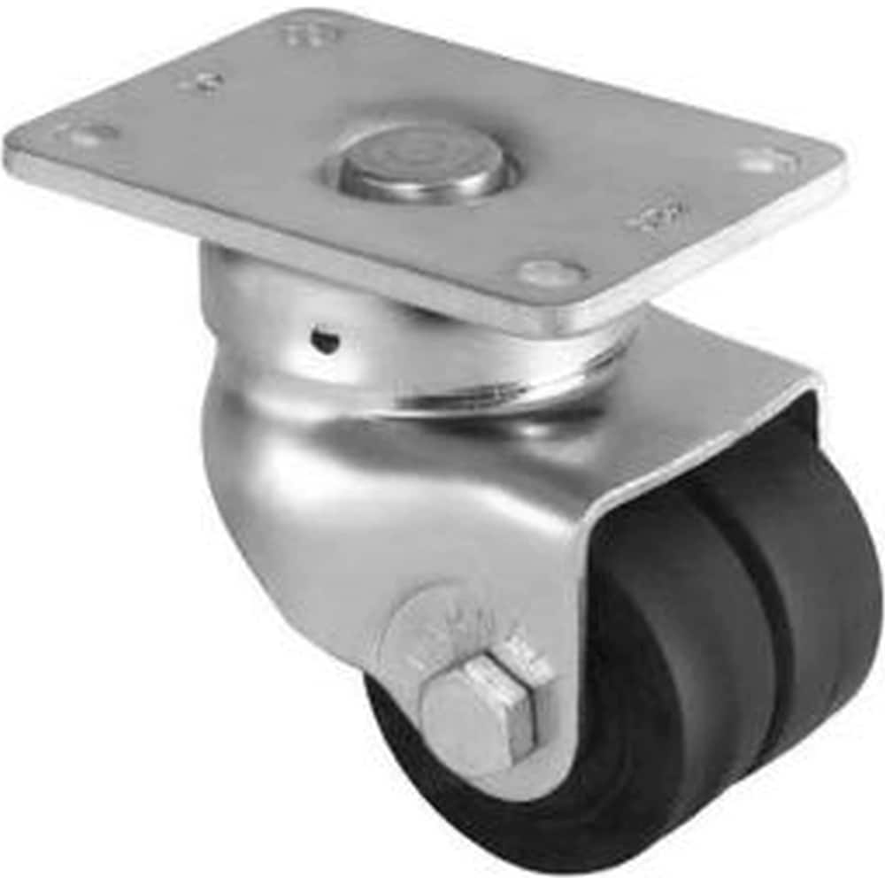 Swivel Top Plate Caster: Rubber, 2-1/2