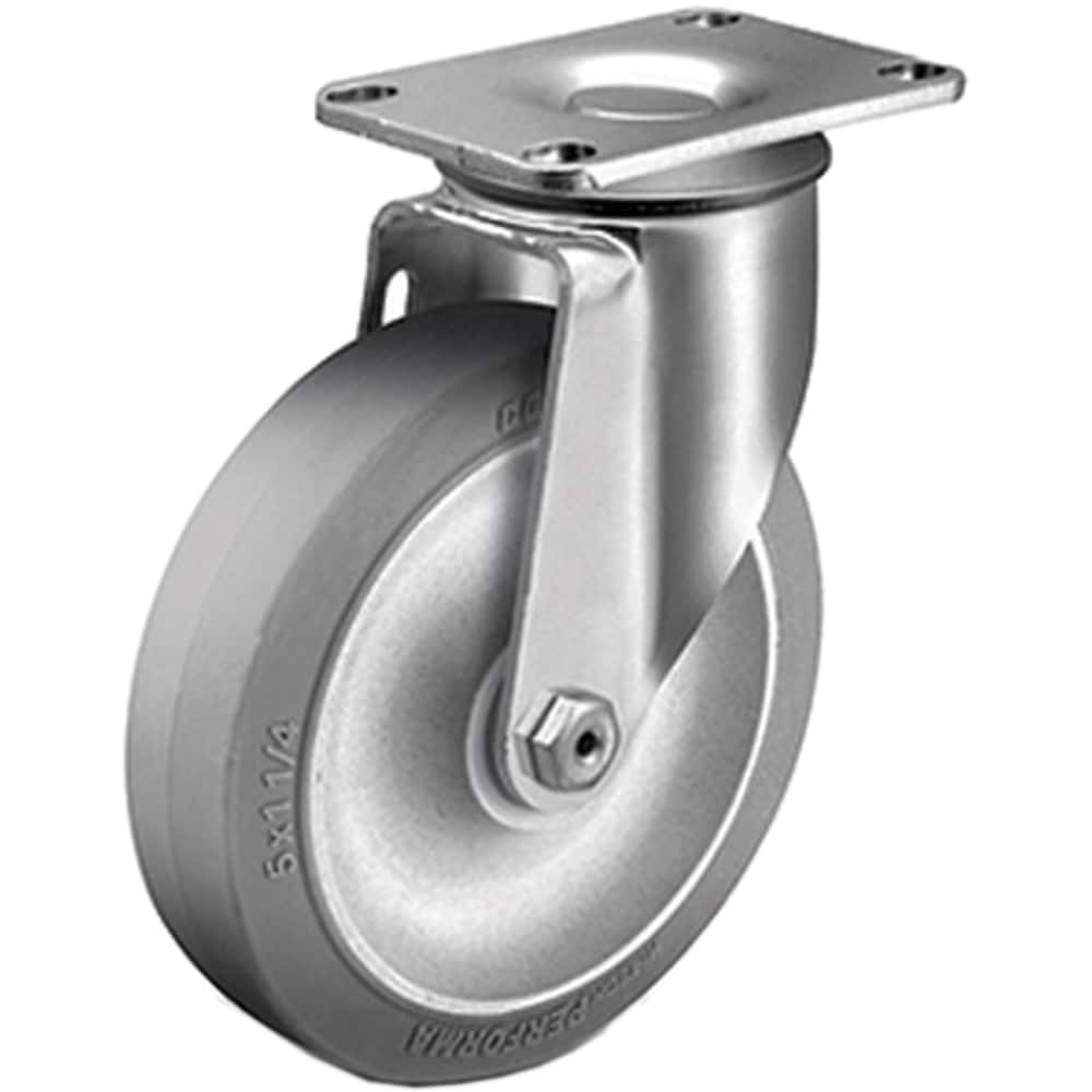 Swivel Top Plate Caster: Thermoplastic Rubber Elastomer, 3-1/2