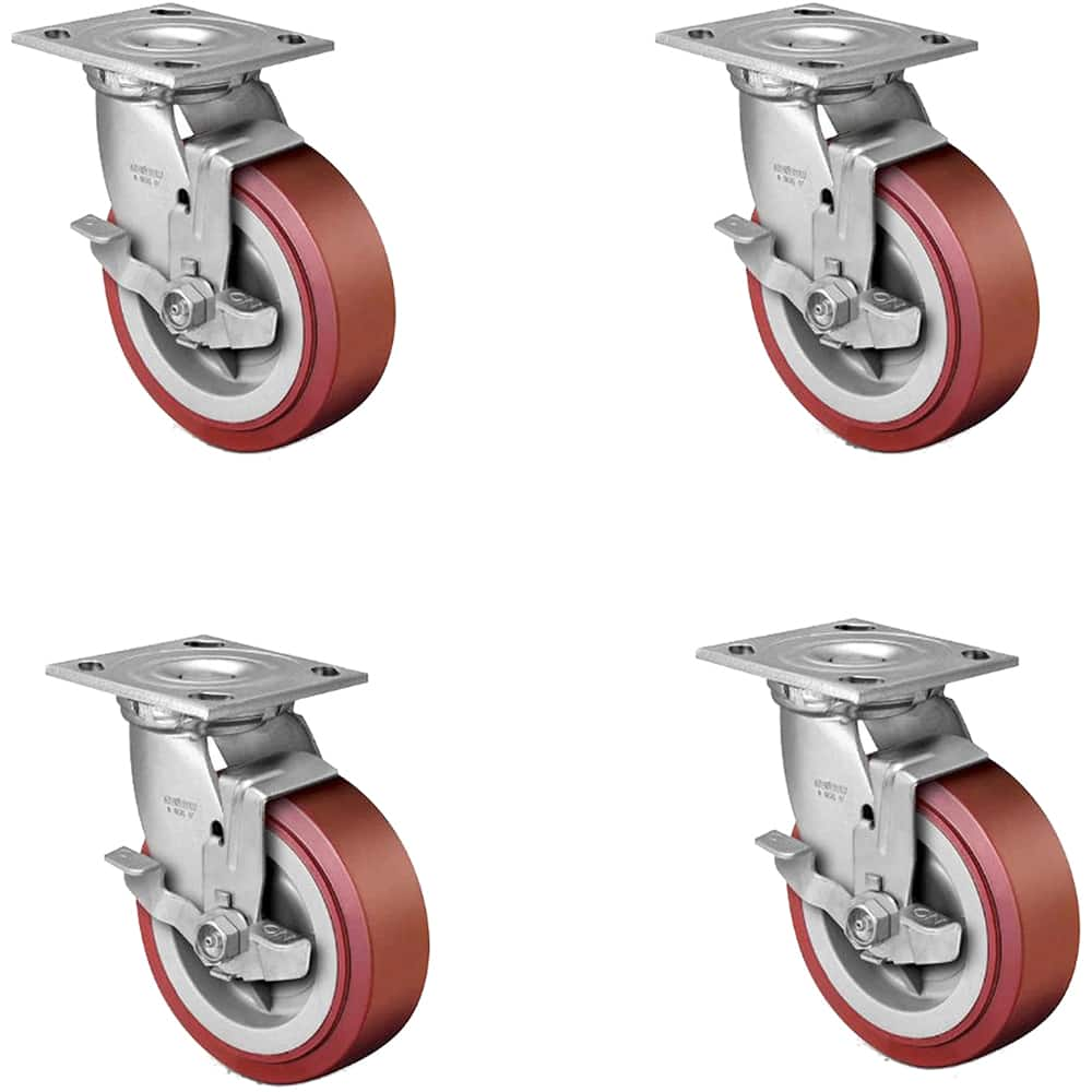 Swivel Top Plate Caster: Polyurethane, 6