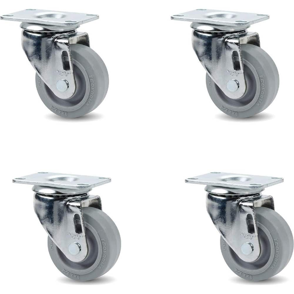 Swivel Top Plate Caster: Thermoplastic Rubber Elastomer, 3