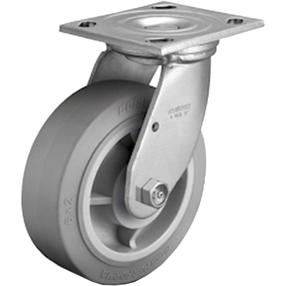 Swivel Top Plate Caster: Thermoplastic Rubber Elastomer, 6