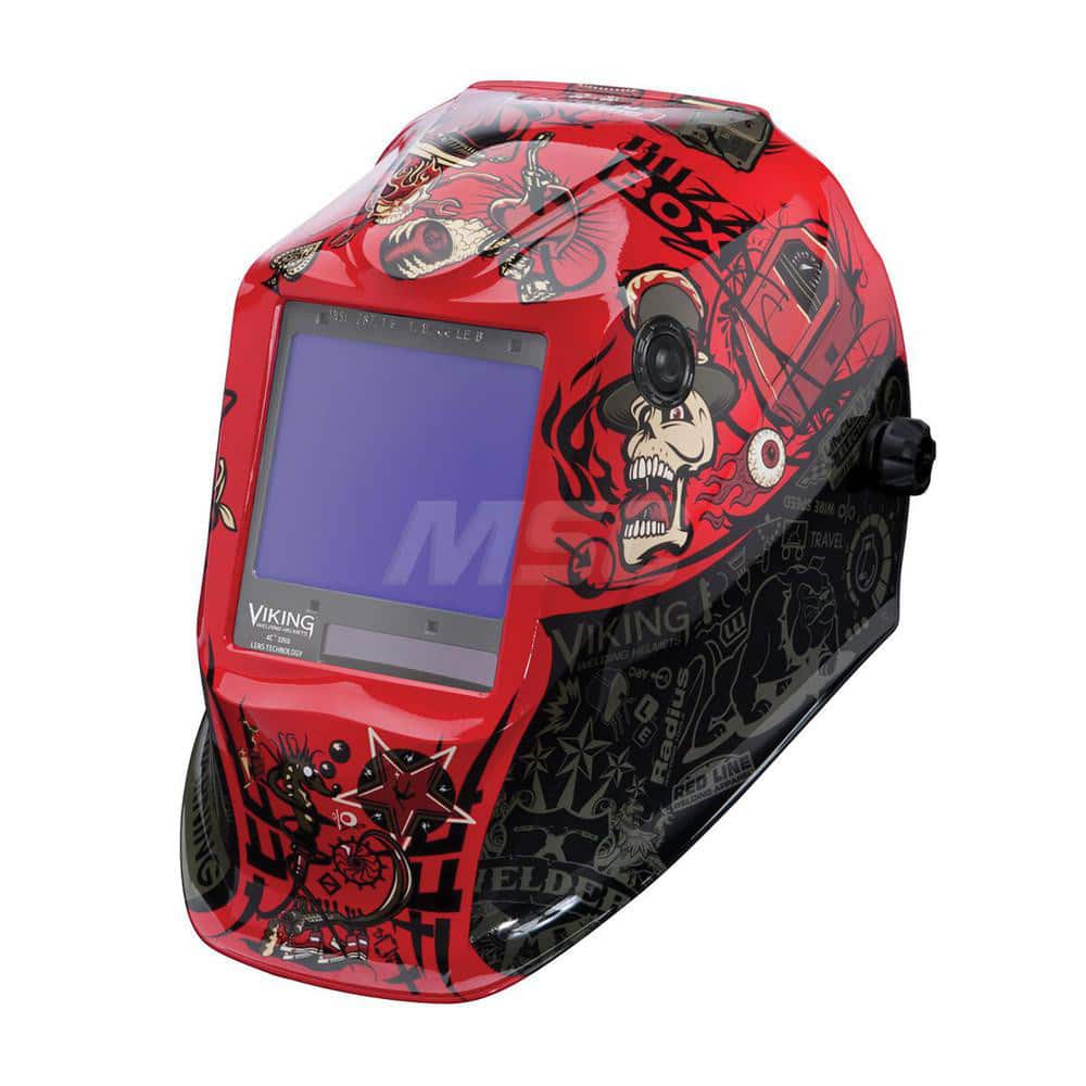 Welding Helmet: Red, Nylon, Shade 5 to 13, Ratchet Adjustment MPN:K3101-4