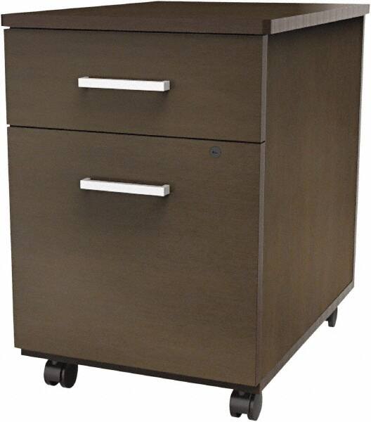 File Cabinets-Pedestal File Cabinet: 2 Drawers, Laminate, Mocha MPN:LITTR752MOC