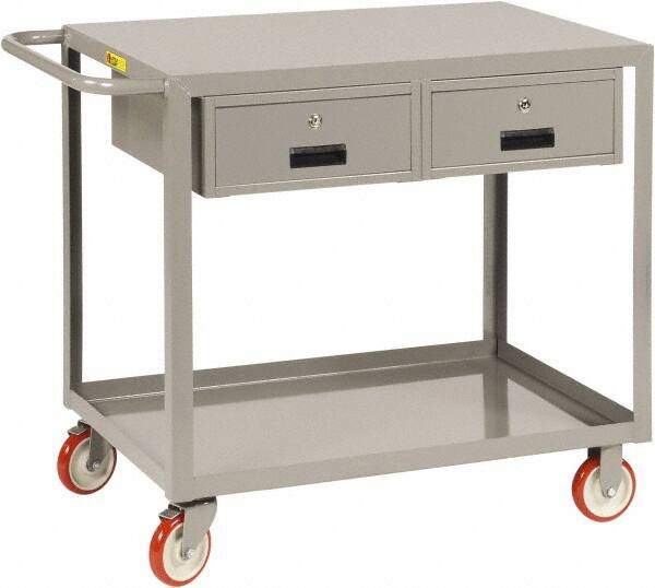 Shelf Utility Cart: Steel, Gray MPN:LG-2436-BK-2DR