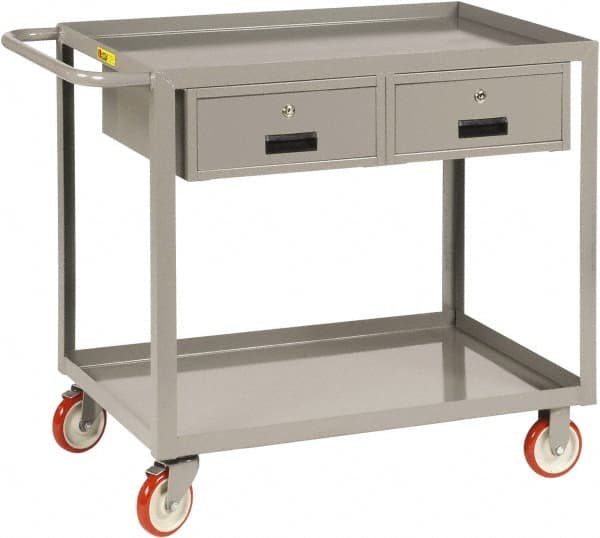 Shelf Utility Cart: Steel, Gray MPN:LGL-2436-BK-2DR