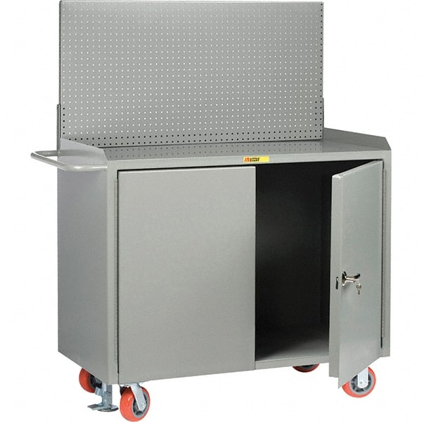 Mobile Bench Cabinet with Pegboard Panel Mobile Work Center: 24