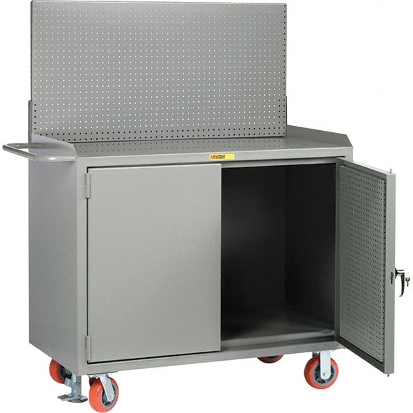 Mobile Bench Cabinet with Pegboard Panel Doors Mobile Work Center: 24