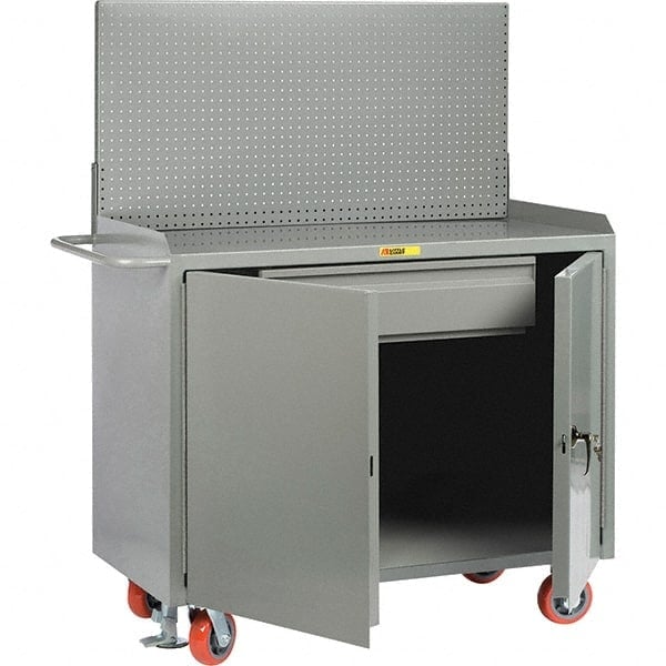 Mobile Bench Cabinet with Pegboard Panel Mobile Work Center: 24