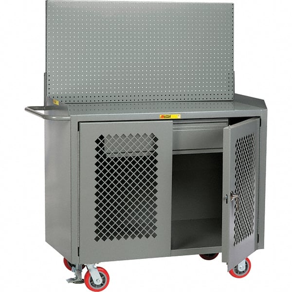 Mobile Bench Cabinet with Pegboard Panel Mobile Work Center: 24