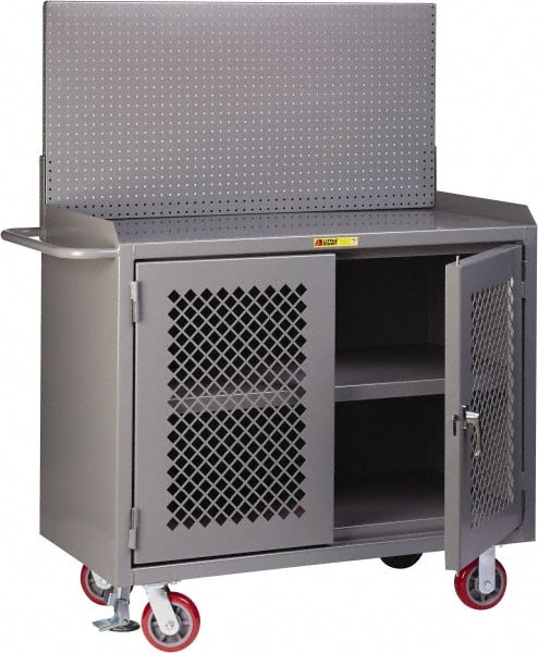 Mobile Bench Cabinet with Pegboard Panel MPN:MBP3-2D-FL-PB