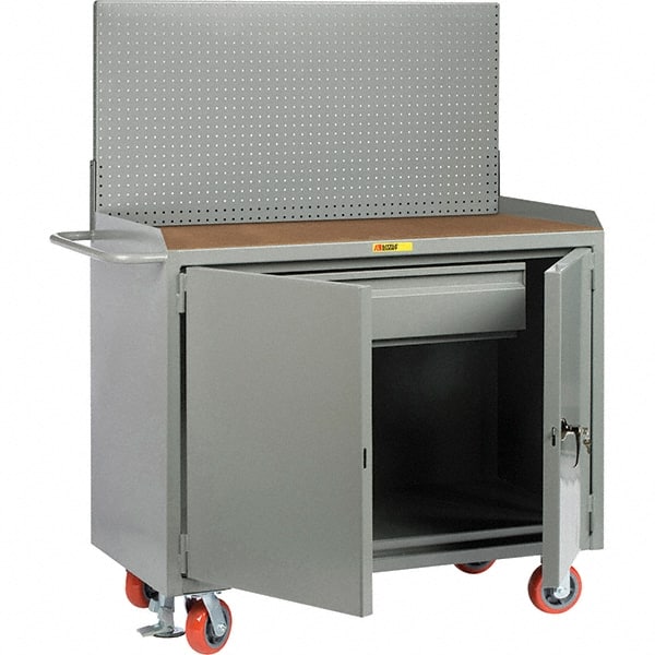 Mobile Bench Cabinet with Pegboard Panel Mobile Work Center: 24