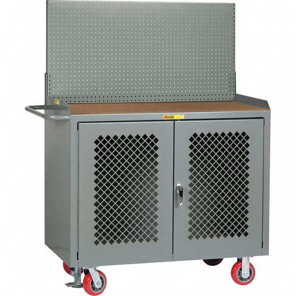 Mobile Bench Cabinet with Pegboard Panel Mobile Work Center: 24