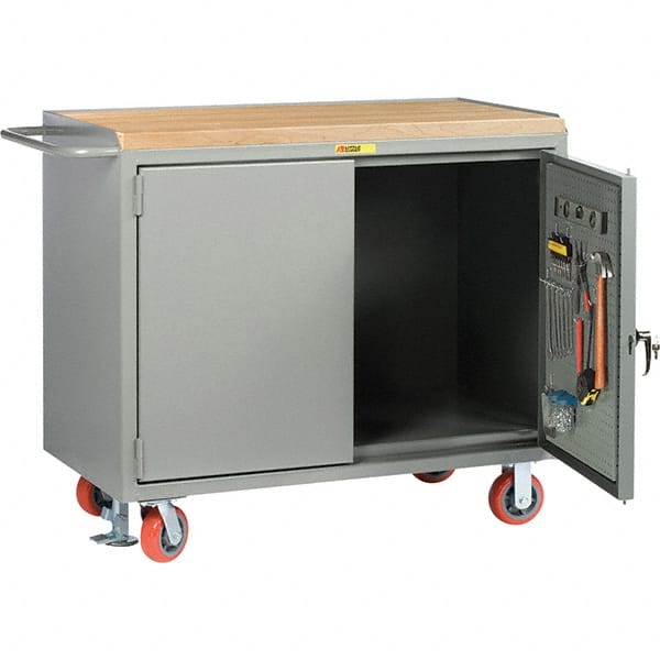 Mobile Bench Cabinet with Pegboard Panel Doors Mobile Work Center: 24