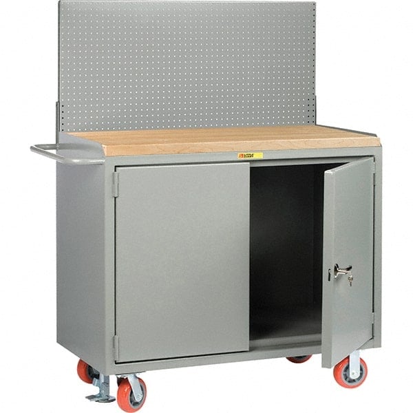 Mobile Bench Cabinet with Pegboard Panel Mobile Work Center: 24