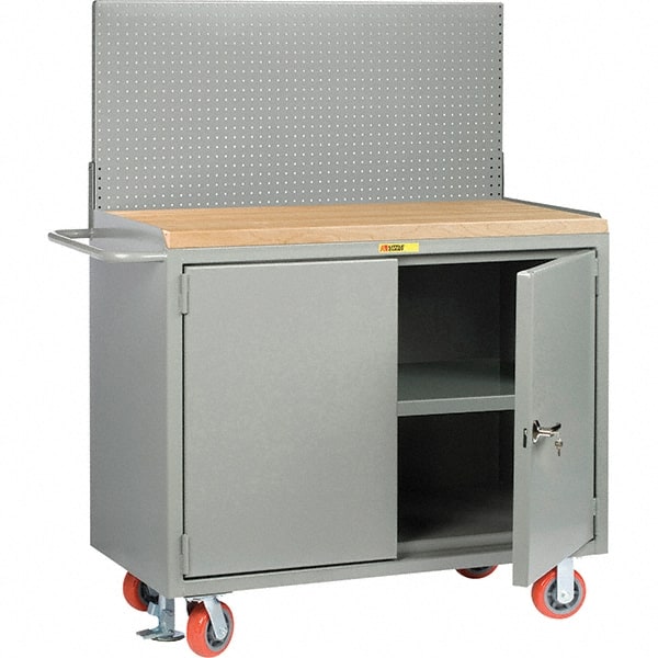 Mobile Bench Cabinet with Pegboard Panel Mobile Work Center: 24