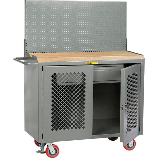 Mobile Bench Cabinet with Pegboard Panel Mobile Work Center: 24