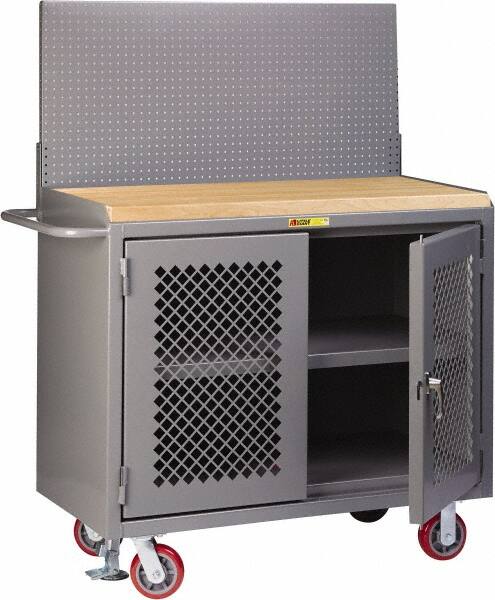 Mobile Bench Cabinet with Pegboard Panel MPN:MJP3-2D-FL-PB