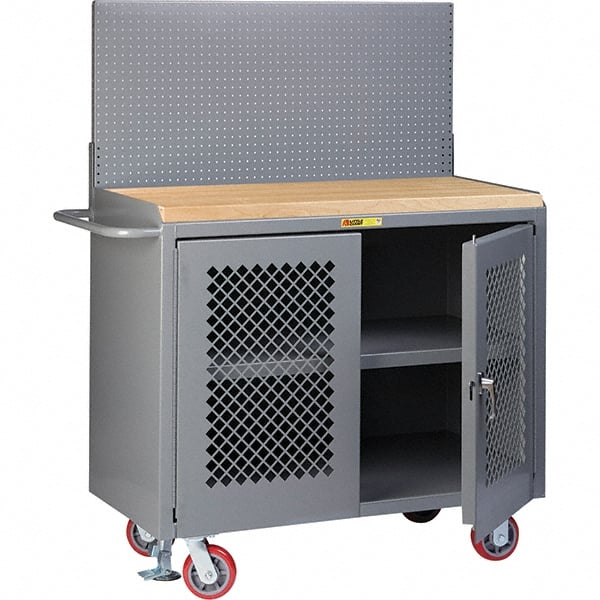 Mobile Bench Cabinet with Pegboard Panel Mobile Work Center: 24