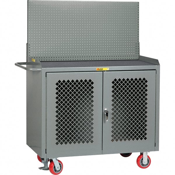 Mobile Bench Cabinet with Pegboard Panel Mobile Work Center: 24