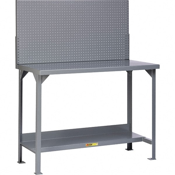 Stationary Heavy-Duty Workbench with Pegboard Panel: Gray MPN:WST2-3048-36-PB