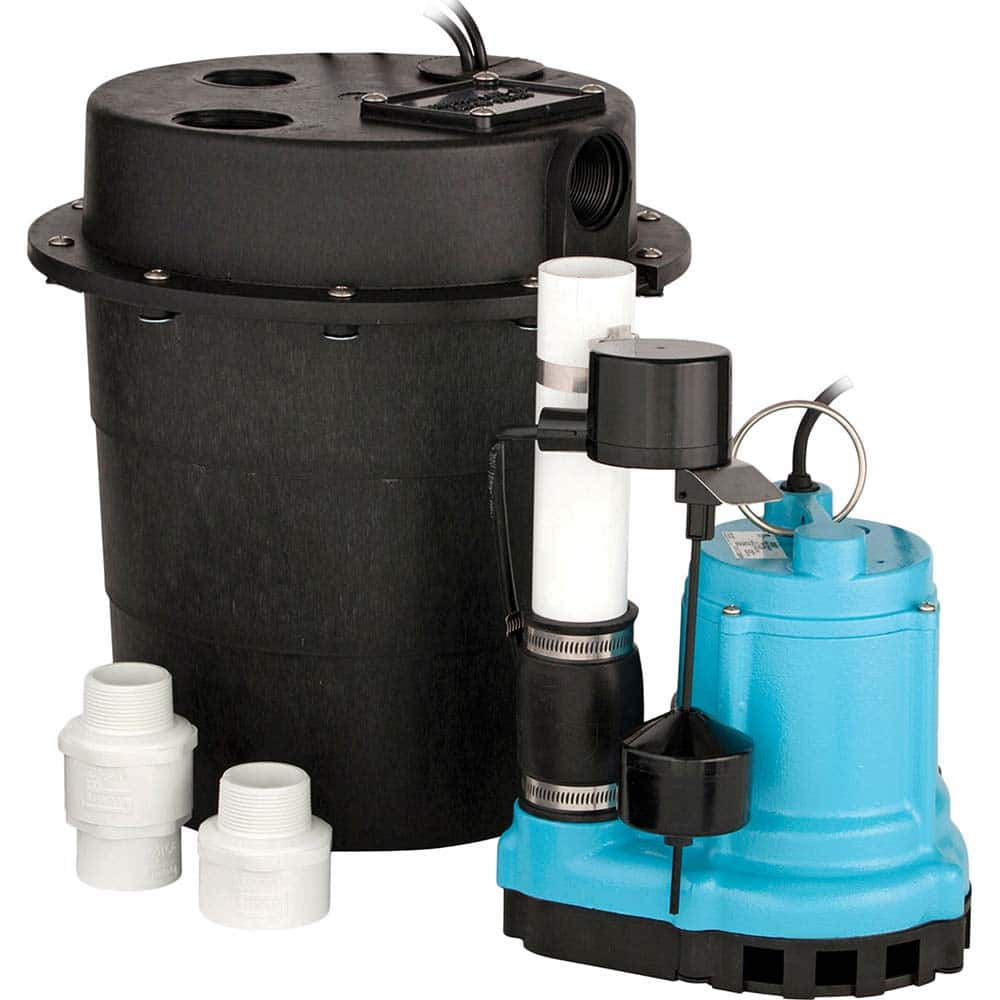 Sump Pump Systems, Type: Sump Pump System , Voltage: 115V , Contents: Basin, cover, gaskets and hardware, Piggyback vertical float switch assembly, pump  MPN:509268