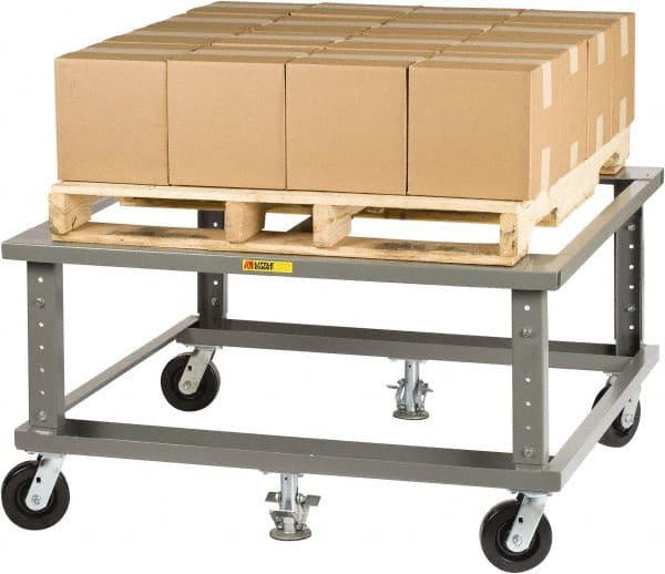 Adjustable Height Pallet Stand Dolly: 3,600 lb Capacity, Steel Top MPN:PDE-4048-6PH2FL