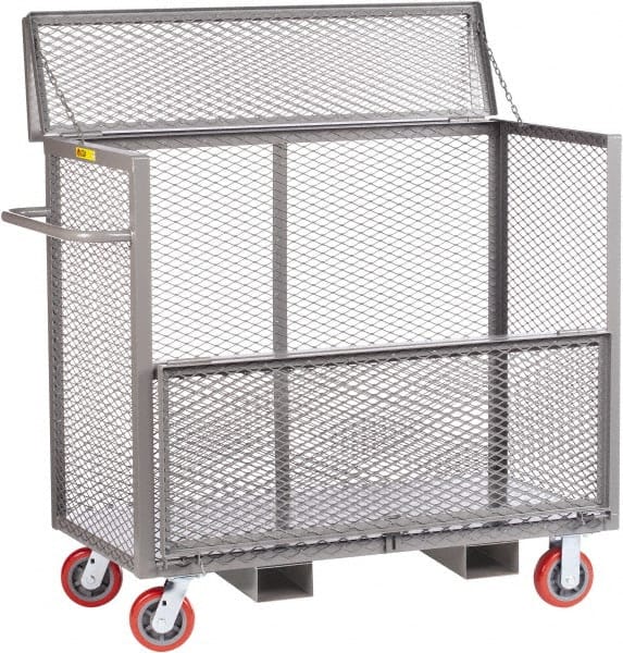 Steel Security Cart: 3,600 lb Capacity, 1 Shelf MPN:SB-2448-6PY