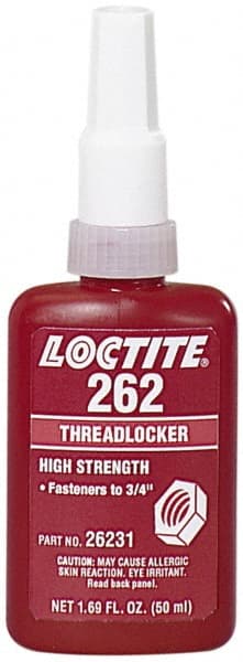 Threadlocker: Red, Liquid, 50 mL, Bottle MPN:135374