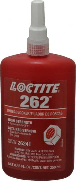 Threadlocker: Red, Liquid, 250 mL, Bottle MPN:135375