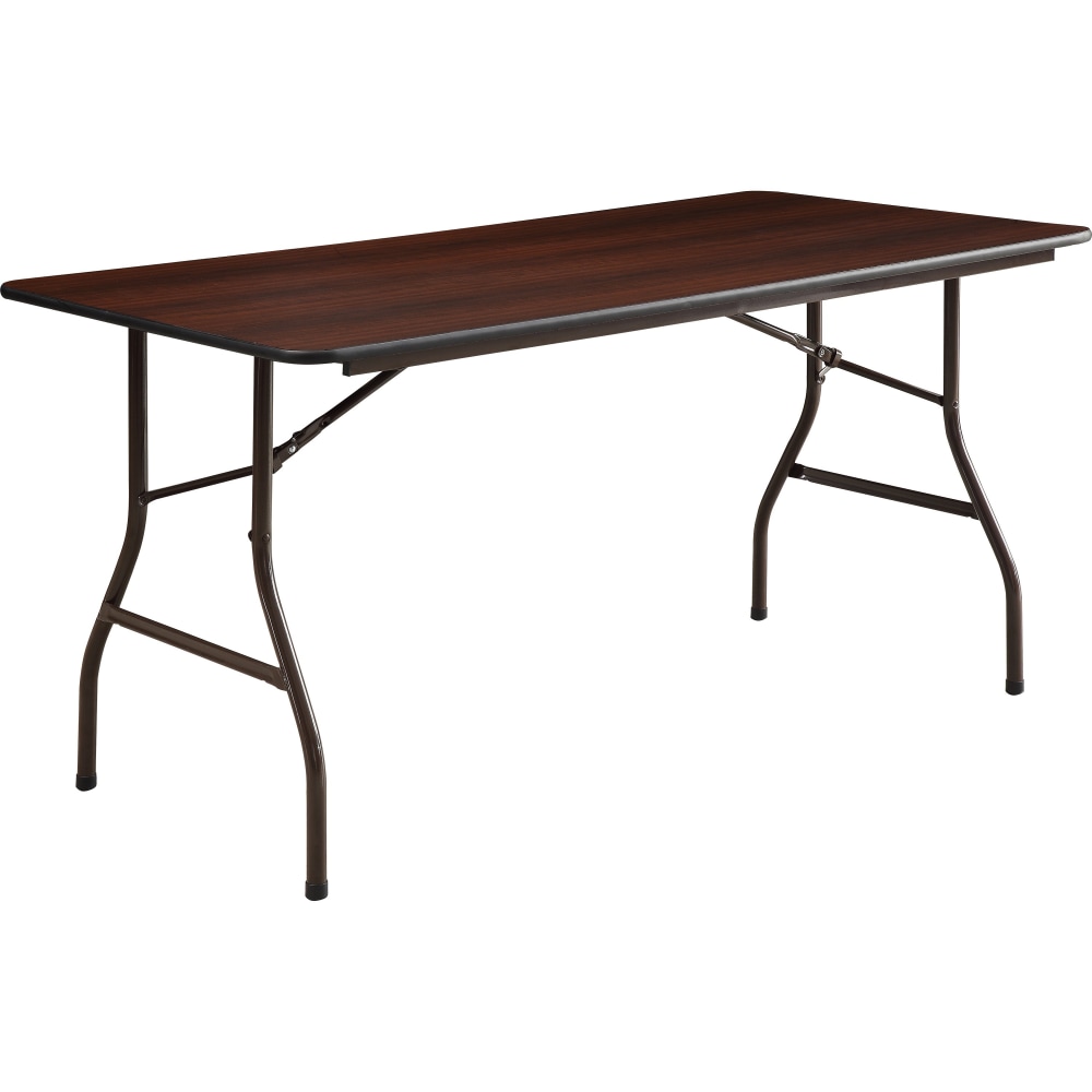 Lorell Laminate Economy Folding Table, 29inH x 60inW x 60inD, Mahogany MPN:65755