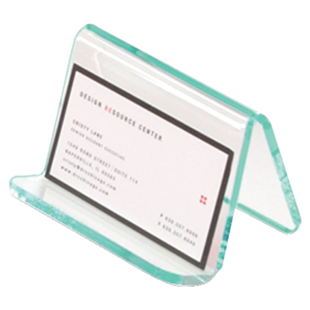 Lorell Acrylic Business Card Holder, 2inW x 3inD x 4inH, Clear/Green Edge (Min Order Qty 8) MPN:80657