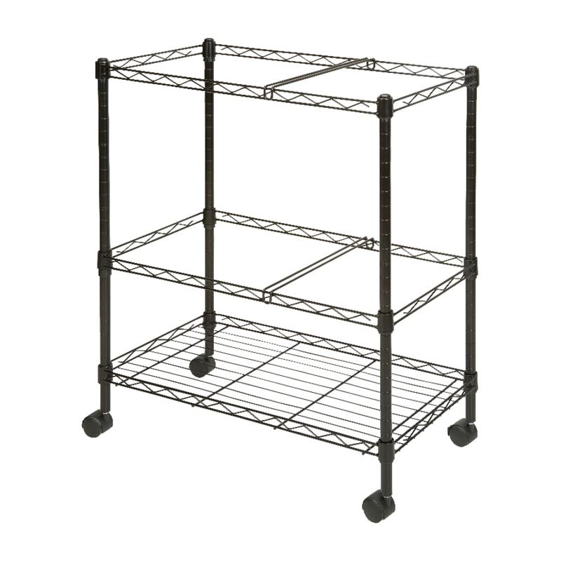 Lorell Mobile Wire File Cart, 2-Tier, 26inW x 12-1/2inD x 30inH, Black MPN:45650